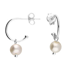  Sterling Silver Freshwater Pearl Hoop Earrings