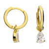 14ct Gold Plated Silver Hoop CZ Drop Earrings
