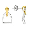 Sterling Silver Stirrup drop with yellow gold-plated buckle Earrings