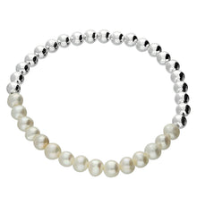  Sterling Silver 7 inch Half beaded and half freshwater pearl Bracelet