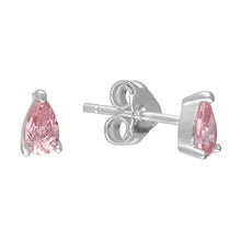  Sterling Silver Teardrop Pale Pink CZ Stud Earrings