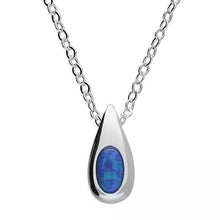  Sterling Silver  Blue Opal Teardrop Pendant