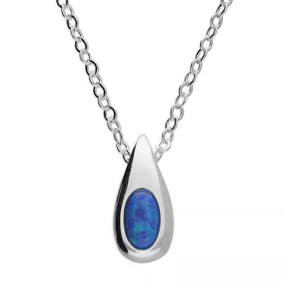 Sterling Silver  Blue Opal Teardrop Pendant