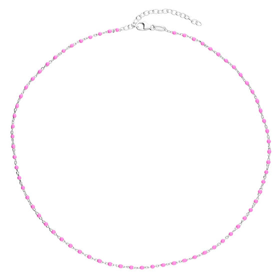 Barbie Pink Sterling Silver Italian pink enamel bead Necklace