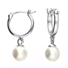  Sterling Silver Pearl Hoop Pearl Drop