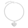 Sterling Silver Tennis Bracelet with CZ Heart Charm