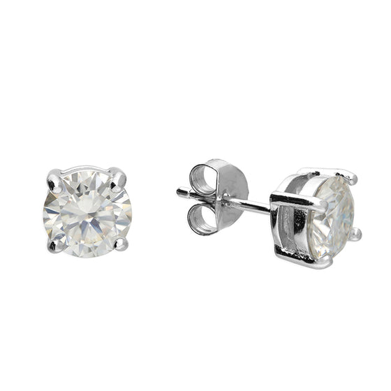 Sterling Silver Moissanite Solitaire Earrings