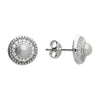 Sterling Silver Fresh Water Pearl  & CZ Earring Studs