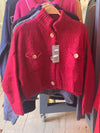 Alpaca Blend Short Cardigan - RED