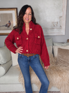 Alpaca Blend Short Cardigan - RED