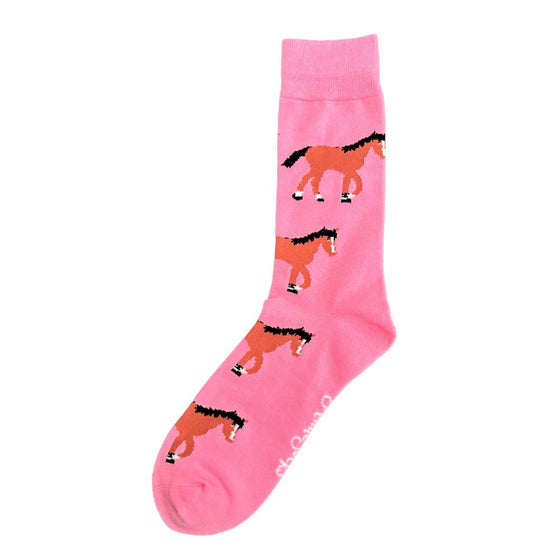 Pale Pink Horse Crew Socks Adult