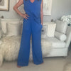 Wide Leg Relaxed Trousers - COLBALT BLUE