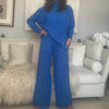 Wide Leg Relaxed Trousers - COLBALT BLUE