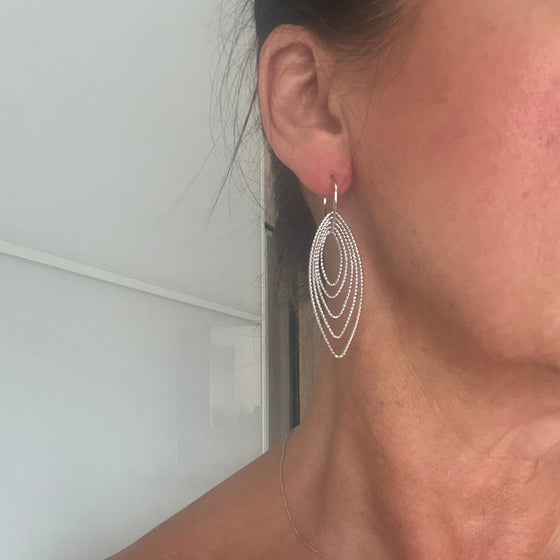 Sterling Silver Diamond Cut Drop Earrings