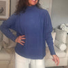 Ribbed Neck Viscose Blend Jumper -  DENIM