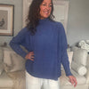 Ribbed Neck Viscose Blend Jumper -  DENIM