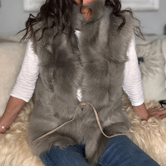 Reversible Shearling Toscana Sheepskin Gilet - Mouse (Taupe)