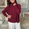 Ribbed Neck Viscose Blend Jumper - Winter Berry