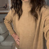 Ribbed Neck Viscose Blend Jumper - CAMEL