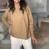 Ribbed Neck Viscose Blend Jumper - CAMEL