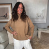 Ribbed Neck Viscose Blend Jumper - CAMEL