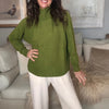 Ribbed Neck Viscose Blend Jumper - Moss