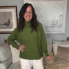 Ribbed Neck Viscose Blend Jumper - Moss