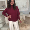 Ribbed Neck Viscose Blend Jumper - Winter Berry