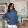 Ribbed Neck Viscose Blend Jumper - Airforce Blue