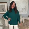 Ribbed Neck Viscose Blend Jumper - EMERALD