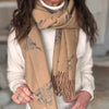 Highland Cow Print Cashmere Blend Scarf/Wrap - Camel/Grey