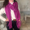 Chunky Wool Blend Fluffy Scarf - CERISE