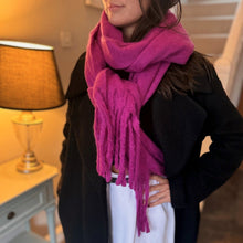  Chunky Wool Blend Fluffy Scarf - CERISE