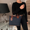 Harris Tweed & Leather Grab Bag - Navy & Tan