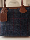 Harris Tweed & Leather Grab Bag - Navy & Tan