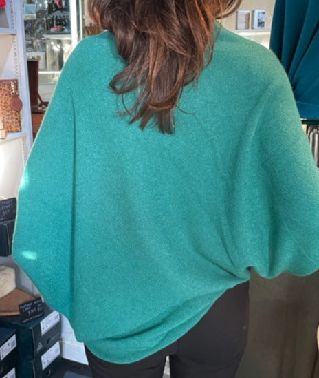 Juice Swoncho - Asymmetric Draped Jumper - Emerald Green