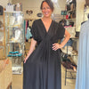 Silk & Viscose Maxi Dress - BLACK