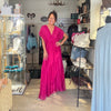 Silk & Viscose Maxi Dress - CERISE
