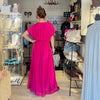 Silk & Viscose Maxi Dress - CERISE