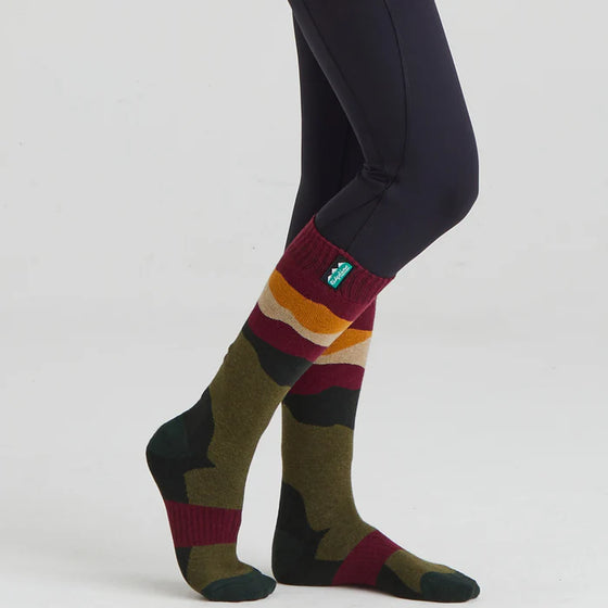 Merino Wool Socks Full Length - Berry Stripes