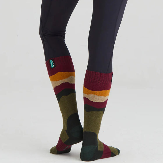 Merino Wool Socks Full Length - Berry Stripes