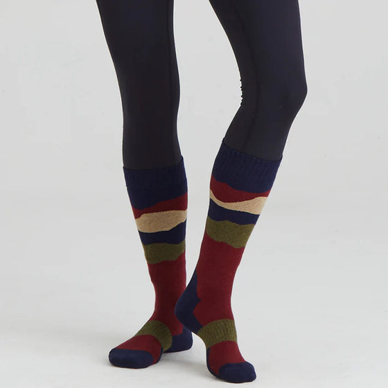 Merino Wool Socks Full Length - Navy Stripes