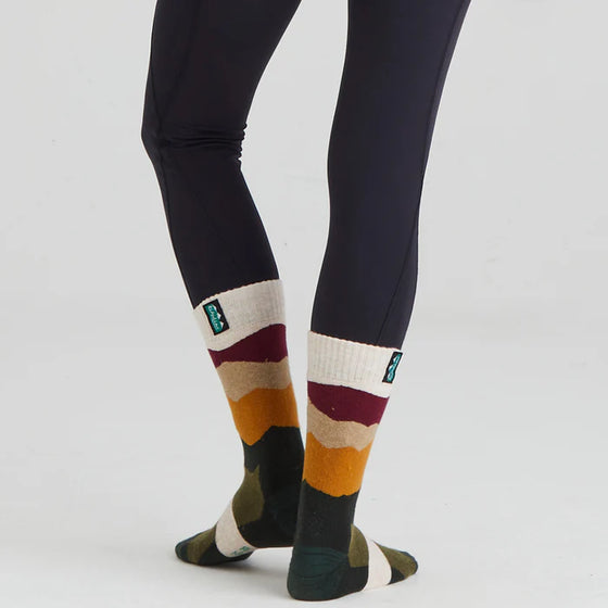 Merino Wool Socks Mid Length - Berry Stripes
