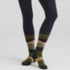 Merino Wool Socks Mid Length - Olive Stripes