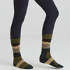 Merino Wool Socks Mid Length - Olive Stripes