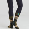 Merino Wool Socks Mid Length - Olive Stripes