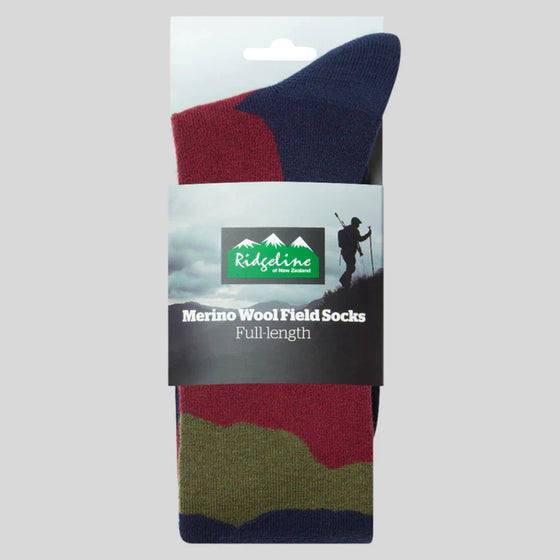 Merino Wool Socks Full Length - Navy Stripes