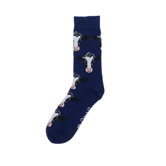 Navy Cow Socks