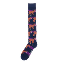  Navy & Royal Purple Horse Welly Socks