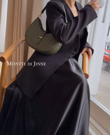  Italian Genuine Leather Crescent Shoulder Bag-Two Straps
